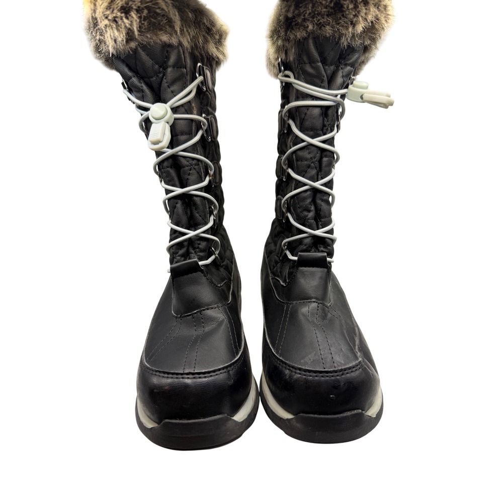 Lands' End Girls Black Quilted Faux Fur Snow Boots 3M Fits Women 5 487526